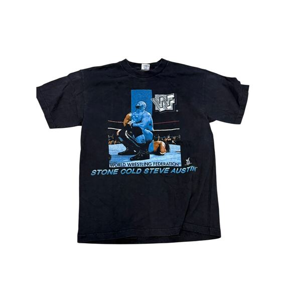 VTG 1998 WWF Stone Cold Steve Austin vs Bret Hart T-Shirt Size L - Picture 1 of 4